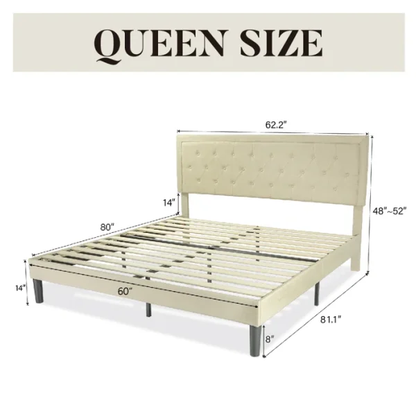 Hegg Linen Tufted Upholstered Platform Bed with Wood Slats Headboard Included - Image 3
