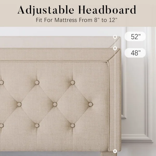 Hegg Linen Tufted Upholstered Platform Bed with Wood Slats Headboard Included - Image 5